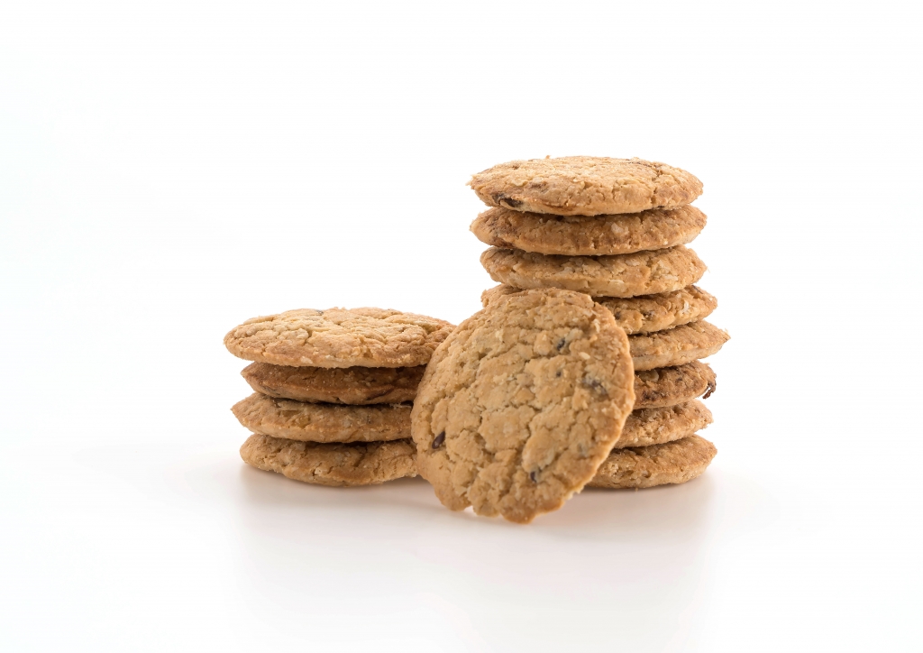 oat cookies on white background